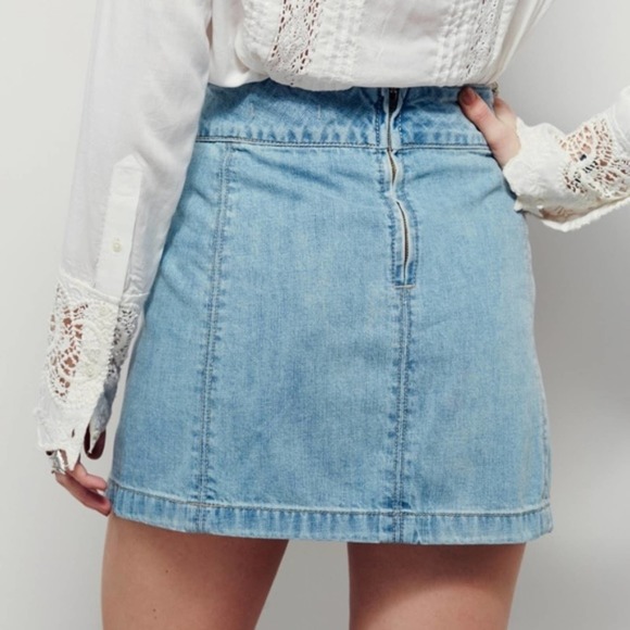 Free People Zip To It Denim Mini Jean Skirt - Picture 3 of 7